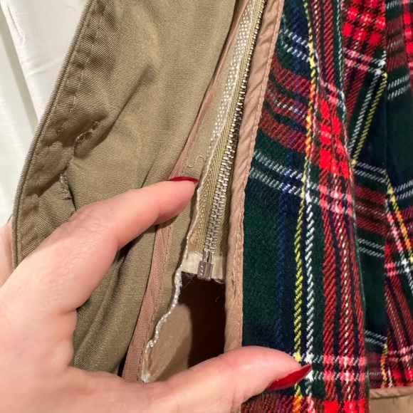 Vintage Khaki Trench Coat with Removable Plaid Liner Tan Belted Overcoat Size 8 - Picture 7 of 16